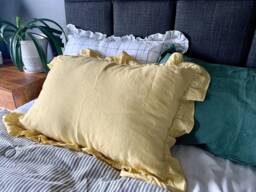 Ruffled Pillow Cases - Custom-Sized Shams All-Sided Ruffled Linen Pillow Cover Shabby Chic Shams, Christmas Gift For Her