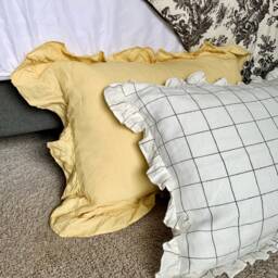 Ruffled Pillow Cases - Custom-Sized Shams All-Sided Ruffled Linen Pillow Cover Shabby Chic Shams, Mothers Day Gift For Her - thumbnail 2