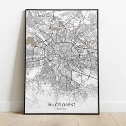 Bucharest Map Print Romania Travel Poster, City Wall Art - thumbnail 2