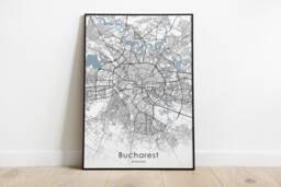 Bucharest Map Print Romania Travel Poster, City Wall Art - thumbnail 1