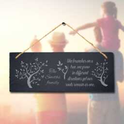 Personalised Family Name Branches Tree Grow Hanging Slate Engraved Wall Art Sign - thumbnail 1
