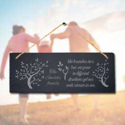 Personalised Family Name Branches Tree Grow Hanging Slate Engraved Wall Art Sign - thumbnail 2
