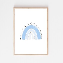 Personalised Rainbow Bedroom Print A4 - Customisable Nursery Kids Room Girls Room Baby Gift Blue Theme - thumbnail 2