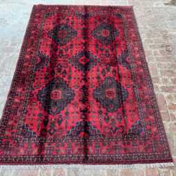 6x9 Afghan Bukhara Wool Rug - Large Handwoven Tribal Oriental Carpet Classic Geometric Area For Living Room, Bedroom Or Office - thumbnail 2