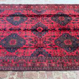6x9 Afghan Bukhara Wool Rug - Large Handwoven Tribal Oriental Carpet Classic Geometric Area For Living Room, Bedroom Or Office - thumbnail 3