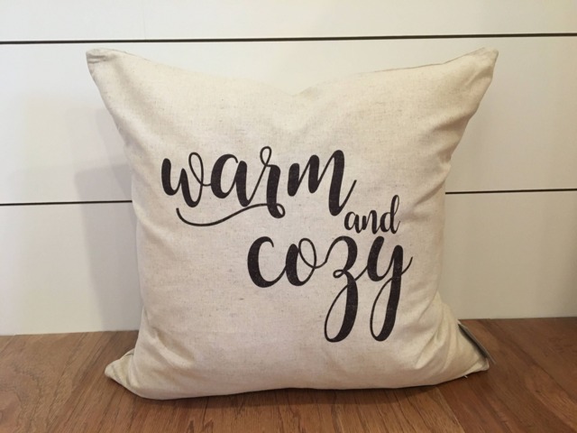 Warm & Cozy Pillow Cover, 18x18 Holiday Winter Home Decor, Pillow, Christmas Decor