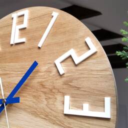 Unique Wall Clock, Gift Unusual Modern Wood Abstract Style, Industrial Decor, Slim_Wood_Navy_Blue - thumbnail 2