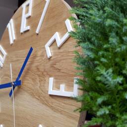Unique Wall Clock, Gift Unusual Modern Wood Abstract Style, Industrial Decor, Slim_Wood_Navy_Blue - thumbnail 3