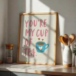 You're My Cup Of Tea Kitchen Print, Pink Girly Poster Cute Funny Gift For Lovers , Happy Print - thumbnail 2