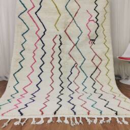 5.25 X 8.17 Feet Colorful Azilal Carpet - Roars Colors 100% Wool - thumbnail 2