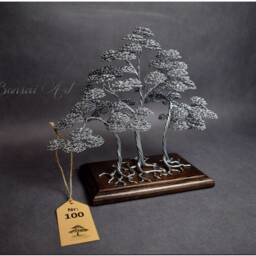 Handmade Steel Wire Bonsai Tree Engraved Zen Garden Decor - thumbnail 4