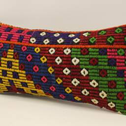 Kilim Pillow Cover, 10x20 Inches 25x50 cm, Turkish Cushion, Art Deco Cover Sofa Pillow, 4Yef-527 - thumbnail 3