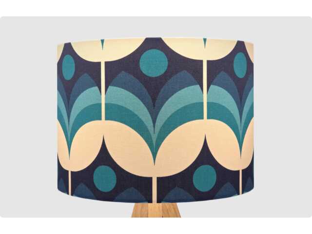 Retro Blue Cream Flower Lampshade Table Floor Lamp Ceiling Pendant Small Medium Large 15cm 20cm 25cm 30cm 35cm 40cm Fabric Drum Light Shade - image 1