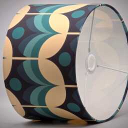 Retro Blue Cream Flower Lampshade Table Floor Lamp Ceiling Pendant Small Medium Large 15cm 20cm 25cm 30cm 35cm 40cm Fabric Drum Light Shade - thumbnail 3