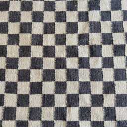 Handwoven Wool Jute Checkerboard Rug - Black & Natural Flatweave Kilim Modern Chessboard Area - thumbnail 4