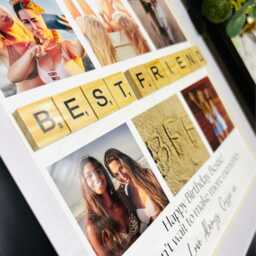 Best Friend Gift, Custom Photo Print Frame For Her, Scrabble Bestie Gifts, Personalised Framed Collage - thumbnail 4