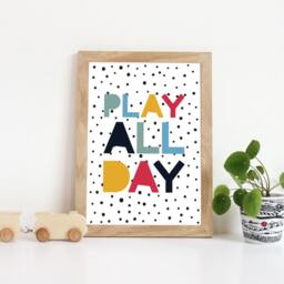 Set Of 3 Boys Nursery Prints, Lets Chase Rainbows, Bedroom Decor, Wall Art, Play All Day, Be More Name Print, Playroom Prints - thumbnail 2