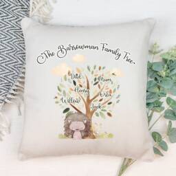 Personalised Hedgehog Family Tree Cushion - Nursery Decor - thumbnail 2