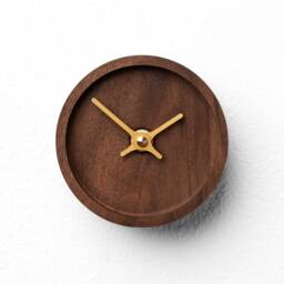 Walnut Brown Wooden Table Clock - 10cm Round Desk With Golden Hands, Clockies Ct105206 - thumbnail 3