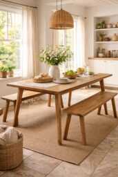 Scandi Style Dining Table & Benches