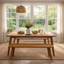 Scandi Style Dining Table & Benches - thumbnail 2