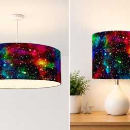 New High Quality Stunning Kids/Children Room Multicolour Rainbow Deep Galaxy Space Stars in Sky Pattern Lamp Shade Pendant - thumbnail 2