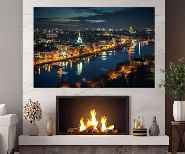 Belgrade Skyline Canvas Print, Wall Art, Serbia Painting, Serbian Gift, Framed & Ready To Hang - image 1