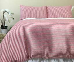 Red & White Striped Linen Duvet Cover - Farmhouse Comfy