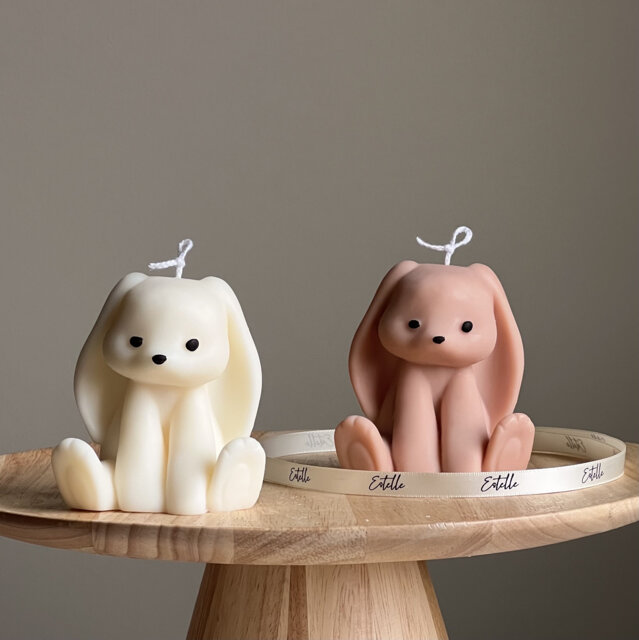Handmade Rabbit Soy Wax Candle - Sakura Pillar - image 1