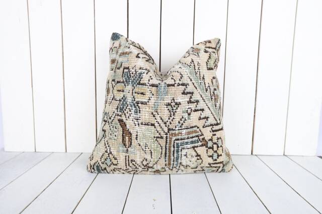 Vintage Turkish Kilim Pillow Cover Bohemian Decorative Cushion - 16x16 - image 1