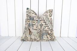 Vintage Turkish Kilim Pillow Cover Bohemian Decorative Cushion - 16x16 - thumbnail 1