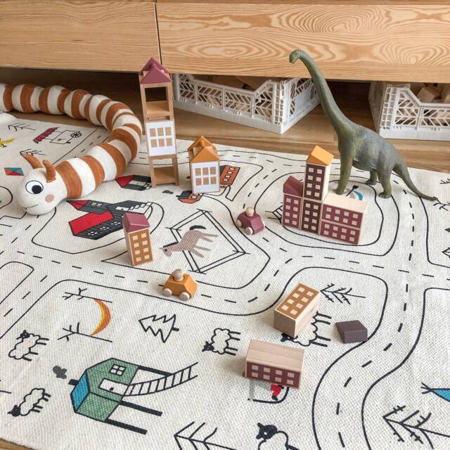 Organic Cotton Nursery Rug Woodland Road Map For Baby Room - image 1