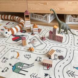 Organic Cotton Nursery Rug Woodland Road Map For Baby Room - thumbnail 1
