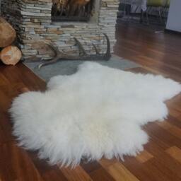 Big Throw Rugs White Sheepskin Rug 48'' X 26'' Super Soft Long Shag Rugs, Pelt - thumbnail 2