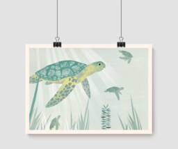 Poster Turtles, Poster A4, Illustrations, Animal Posters, Birthday, Children's Birthday - thumbnail 1