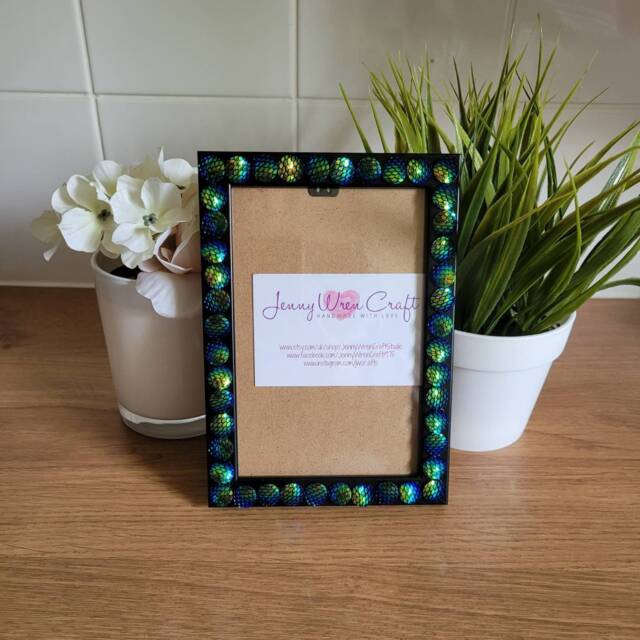 Iridescent Blue Mermaid Scale Cabochon Photo Frame 4 X 6 Inches - image 1