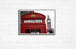 London Premium Travel Prints - Eye Telephone Box Wall Hangings Home Decor Art Black & White A4 A3 A2 Festival Merch - thumbnail 1