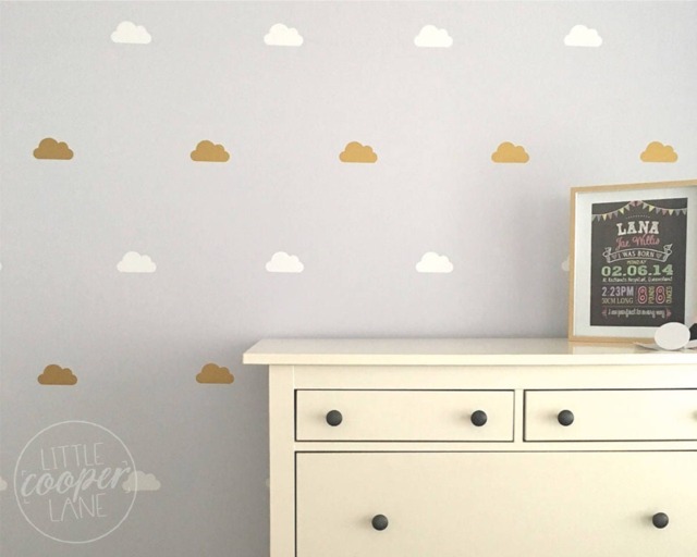 Clouds - Vinyl Wall Decals 2 Colours Fluffy Sky Stickers 10cm - 4 Inch Peel & Stick Baby Nursery Boys Girls Kids Room D??cor - image 1