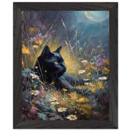 Framed Print Gift For Black Cat Owner Dark Academia Oil Painting, Witchy Cat Lover Gift - thumbnail 1