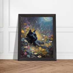 Framed Print Gift For Black Cat Owner Dark Academia Oil Painting, Witchy Cat Lover Gift - thumbnail 2