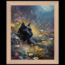 Framed Print Gift For Black Cat Owner Dark Academia Oil Painting, Witchy Cat Lover Gift - thumbnail 3