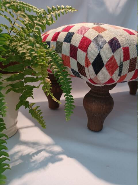 Tapestry Fabric Footstool, Tulip Or Bun Style Feet. Many Fabrics & Sizes To Choose From - image 1