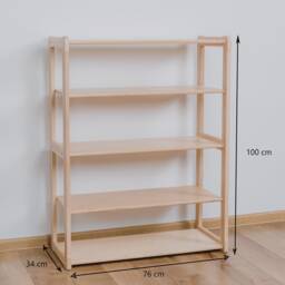 Montessori Kids Clothing Rack With Shelf - Beech Wood Wardrobe - thumbnail 3