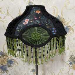 Floral Print Lampshade Gothic Velvet With Beaded Fringe - thumbnail 3