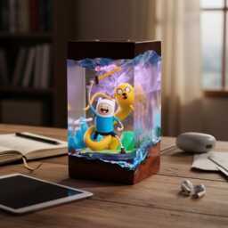 F.ii.n & Ja.ke Adventure Time Resin Lamp, Handmade Night Light, Cartoon Diorama, Christmas Gift, Xmas Gift For Kids, Birthday - thumbnail 1