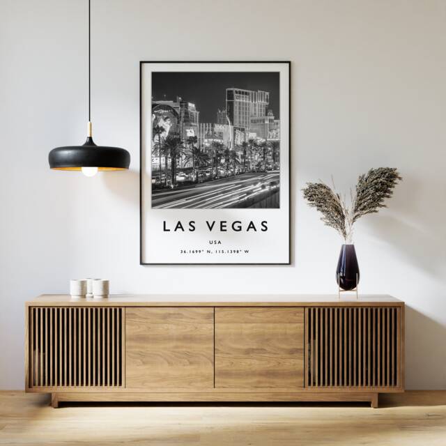 Las Vegas Photographic Art Print Black & White Travel Decor - image 1