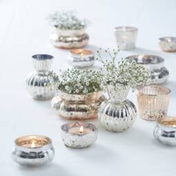 Silver Glass Tea Light Holder/ Frosted Christmas/Christmas Decoration/Light Holder/Christmas Candles/Wedding/Glassware /Table Lights - thumbnail 2