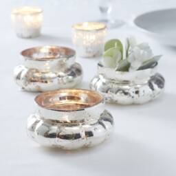 Silver Glass Tea Light Holder/ Frosted Christmas/Christmas Decoration/Light Holder/Christmas Candles/Wedding/Glassware /Table Lights