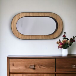 Pill Shaped Wooden Framed Mirror Oak, Walnut, Or Cherry - thumbnail 2