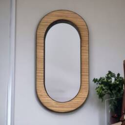 Pill Shaped Wooden Framed Mirror Oak, Walnut, Or Cherry - thumbnail 3